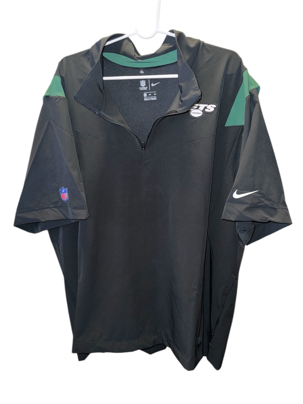 NFL Men’s Black & Green Jets Quarter-Zip Coaching Pullover